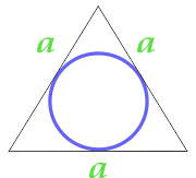 Област на круг впишан во рамностран триаголник