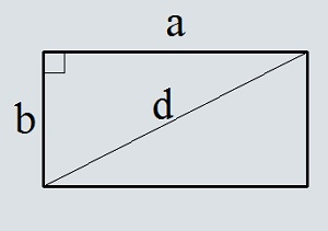 Área de retângulo diagonal e lateral