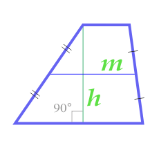 Area trapezoid in height and midline