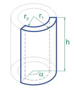 Объем части полого цилиндра