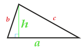 Oppervlakte driehoek op de basis en hoogte